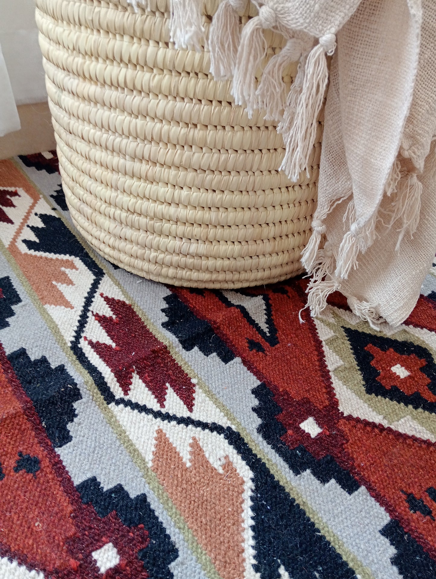 Statement Multicoloured Wool Kilim Rug (3 by 5ft)