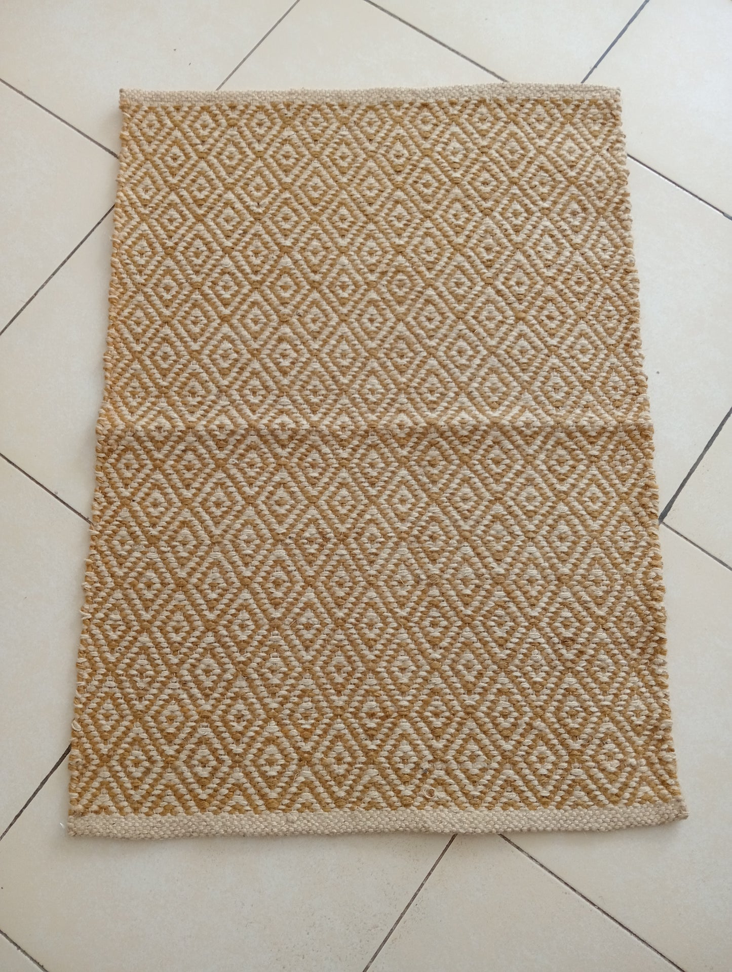 Heavy Diamond Jute Door Mat-Mustard (2 by 3ft)