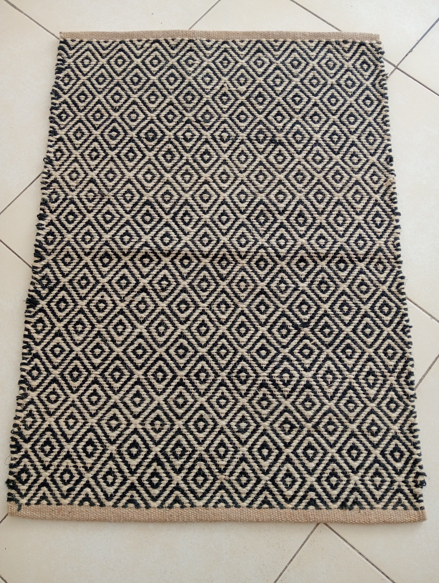 Heavy Diamond Jute Door Mat-Black (2 by 3ft)