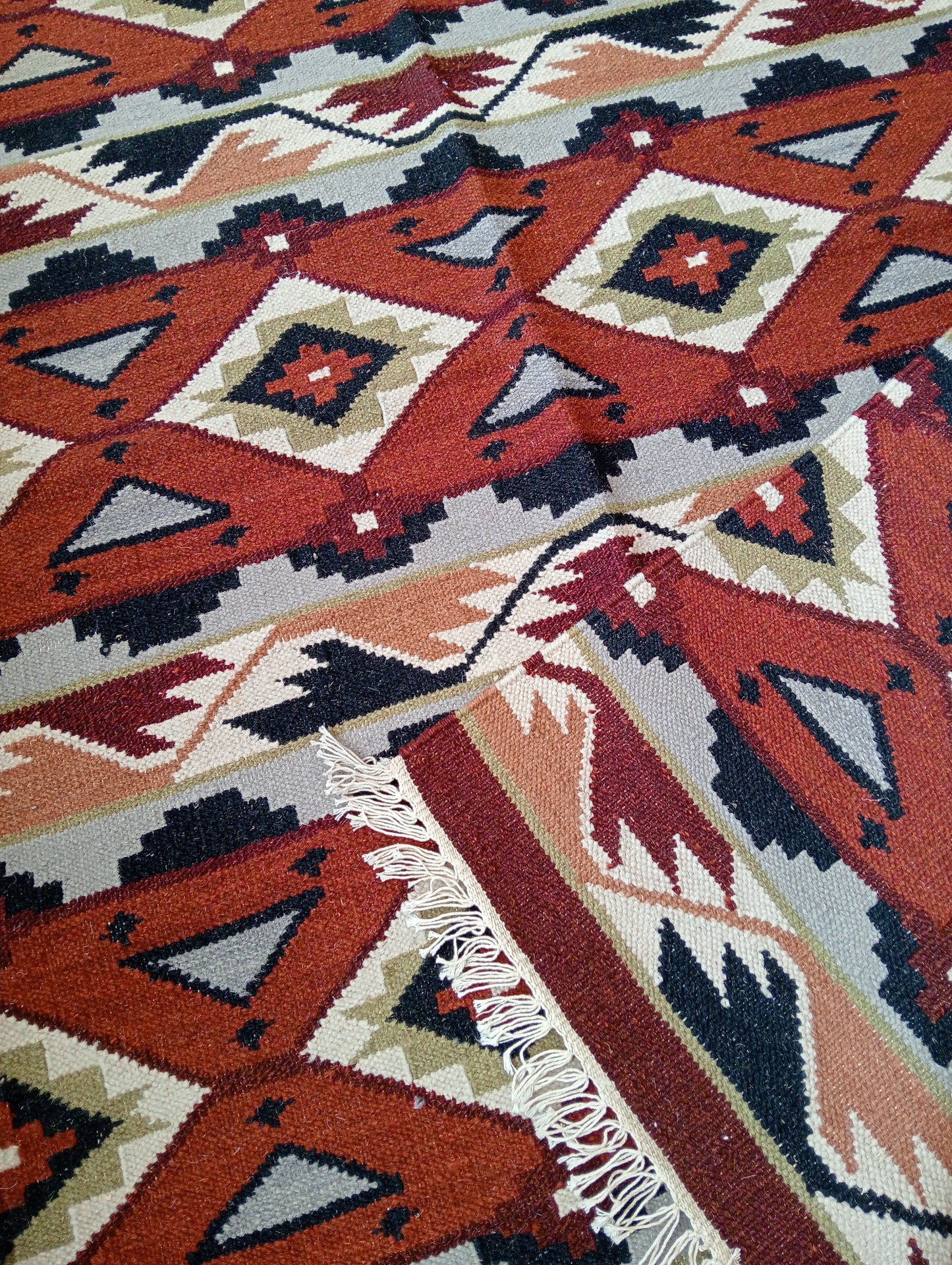 Statement Multicoloured Wool Kilim Rug (3 by 5ft)