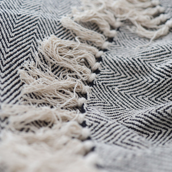Ava Chevron Throw-Black
