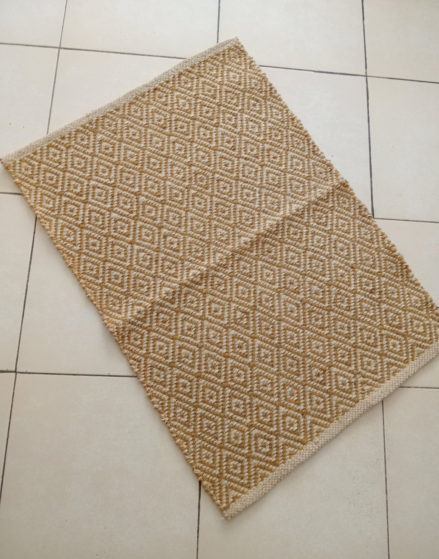 Heavy Diamond Jute Door Mat-Mustard (2 by 3ft)