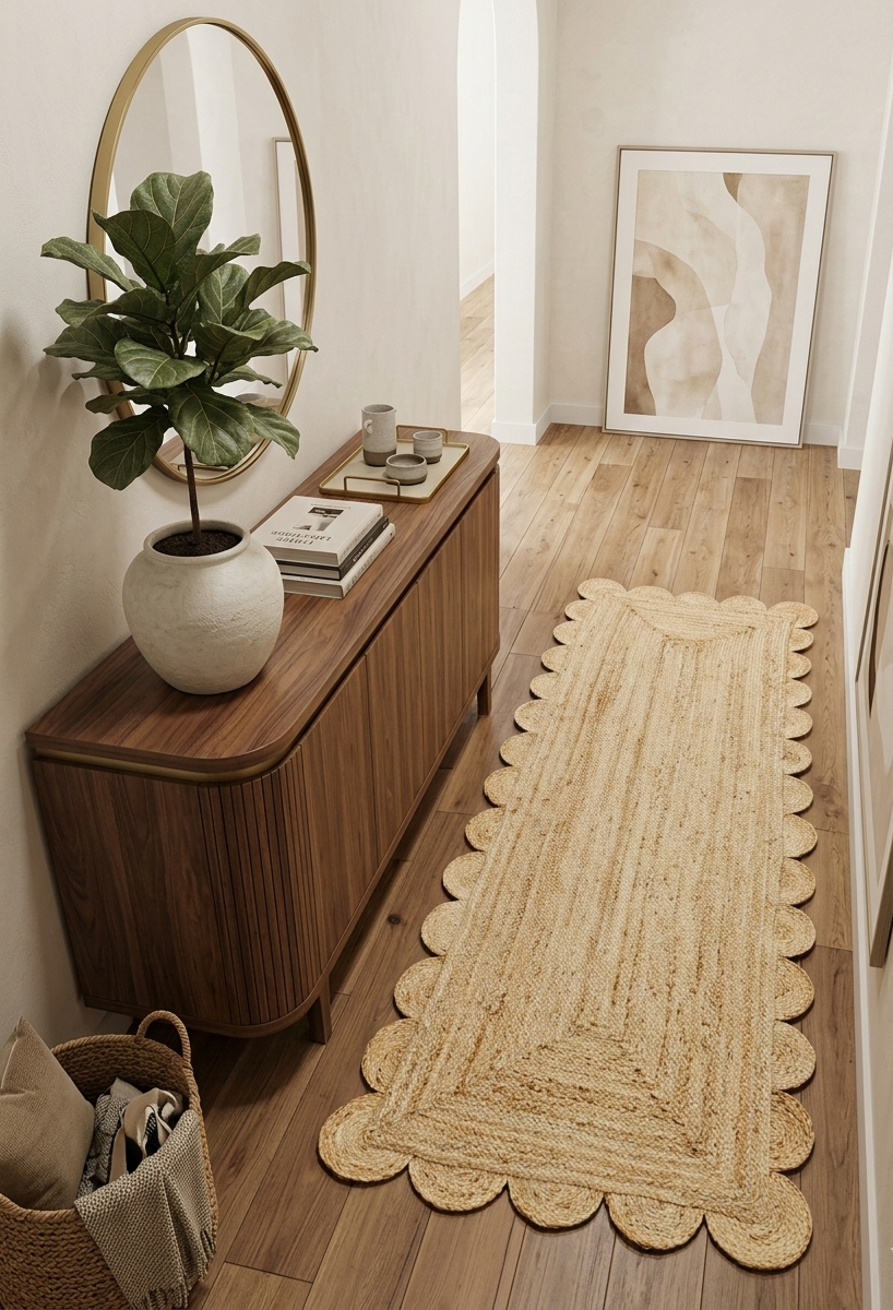 Aria Scalloped Runner Rug (Natural)
