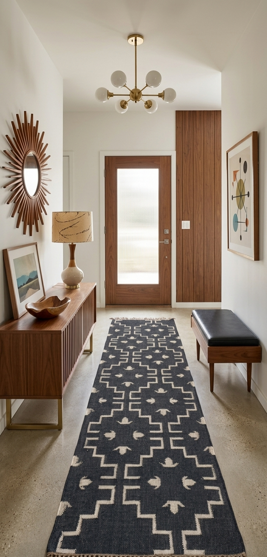 Obsidian Jute Wool Runner Rug