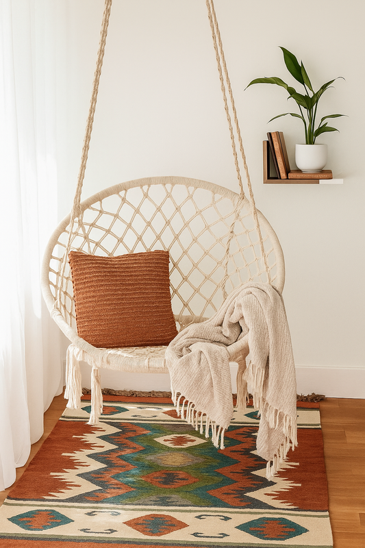 Bold Jute & Wool Kilim Rug (4 by 6ft)