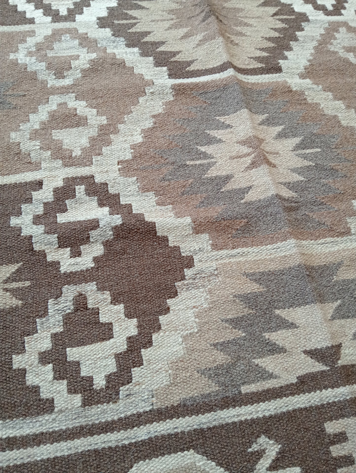 Shades of Brown Wool Kilim Rug (3 by 5ft)