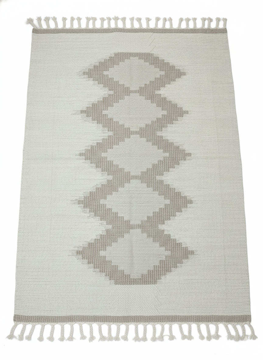 Textured Handwoven Wool Area Rug-High Low Design (10 by 12Ft)