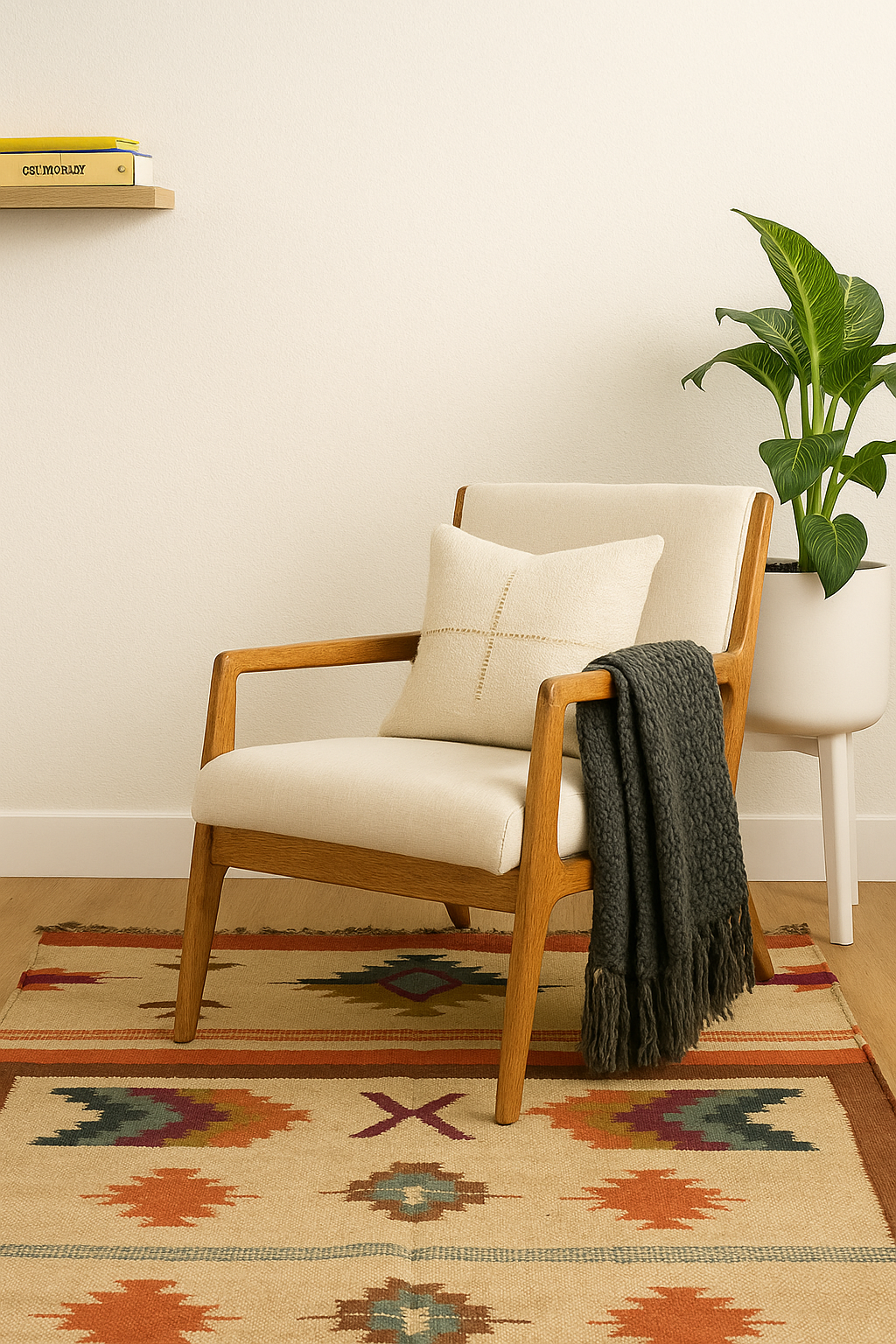 Stunning Jute Wool Kilim Rug (4 by 6ft)