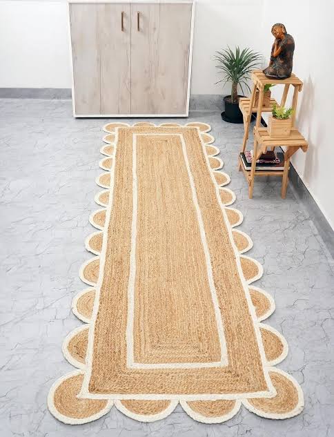 Aria Braided Jute Runner White Border (2.5 by 8ft)