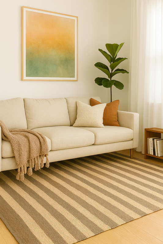 Classic Handwoven Striped Jute Rug (8 by 9.5ft)