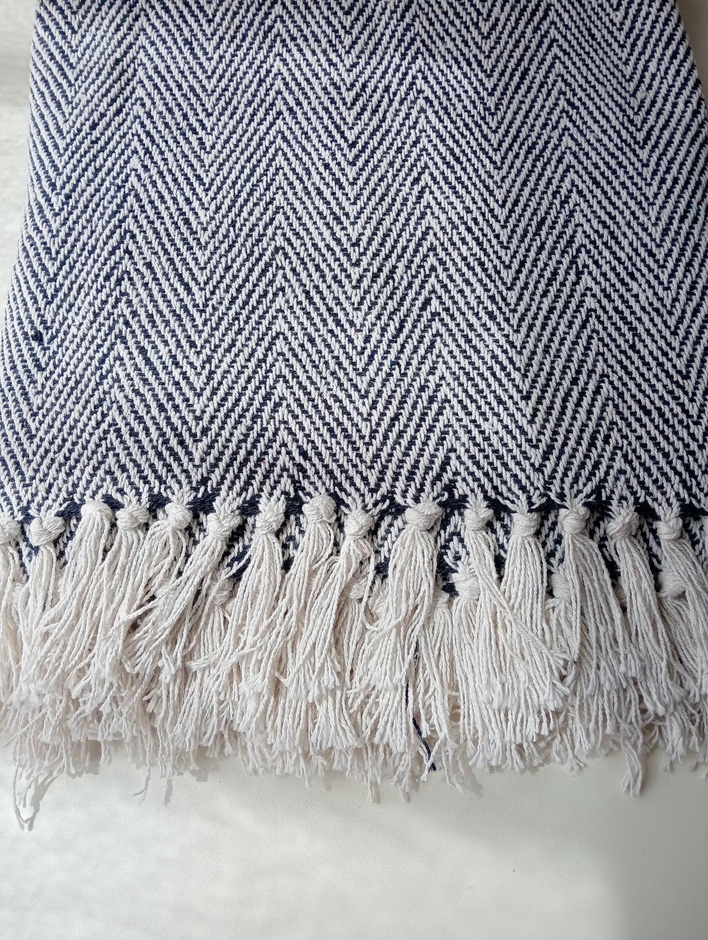 Ava Chevron Throw-Navy Blue