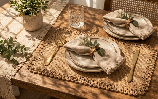 Luna Handwoven Jute Placemats Rectangular (Set of 6)