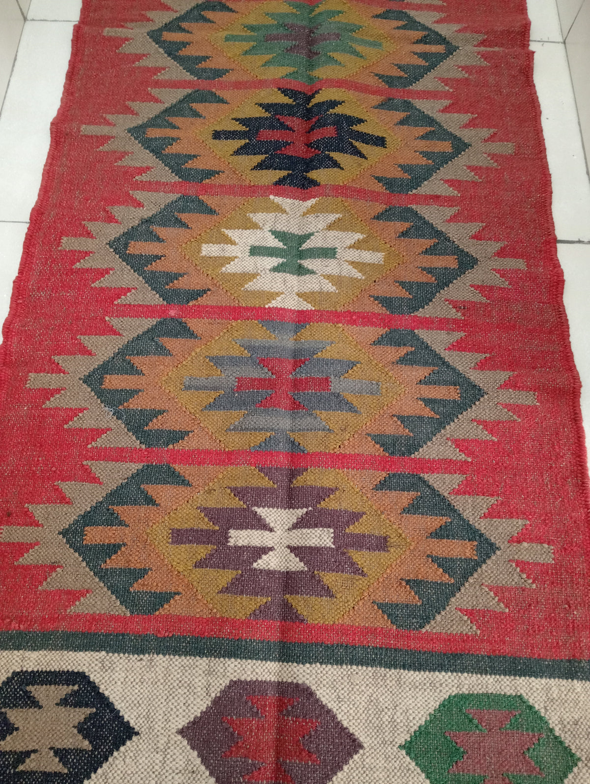 Jabari Jute Wool Runner Rug (Red)