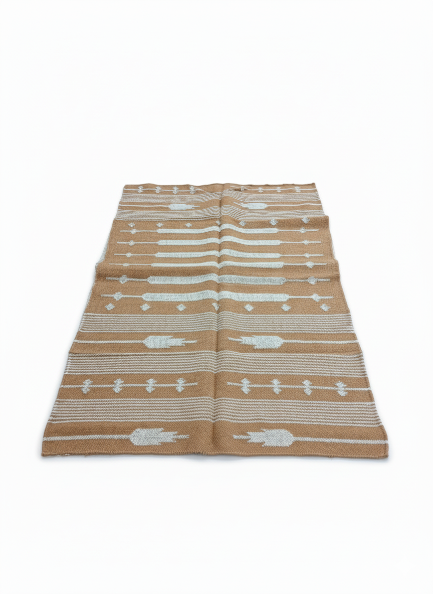 Beautiful Linear Geometric Wool Area Rug (4 by 6ft)