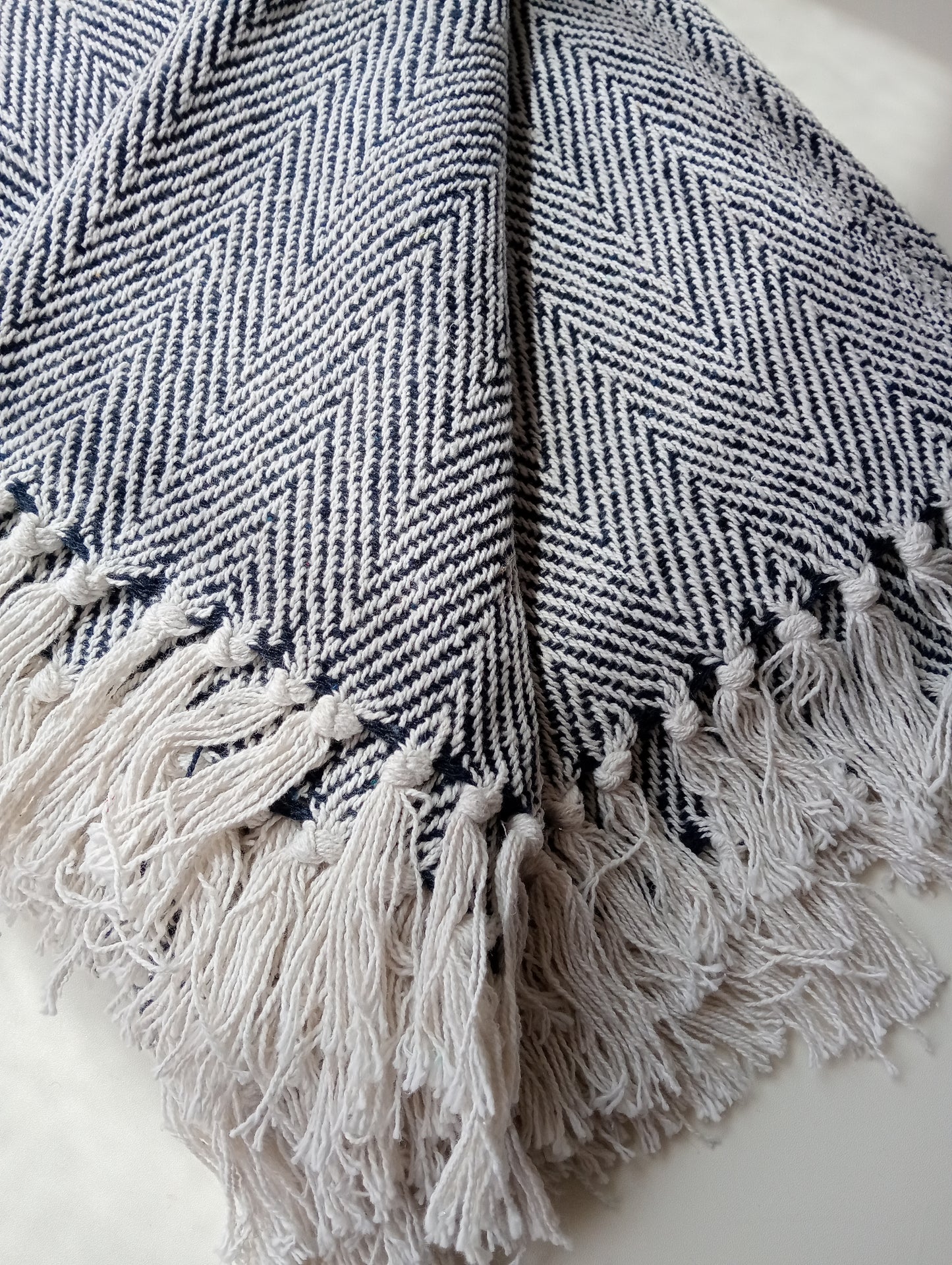 Ava Chevron Throw-Navy Blue