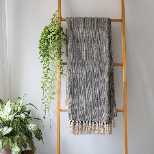 Ava Chevron Throw-Black