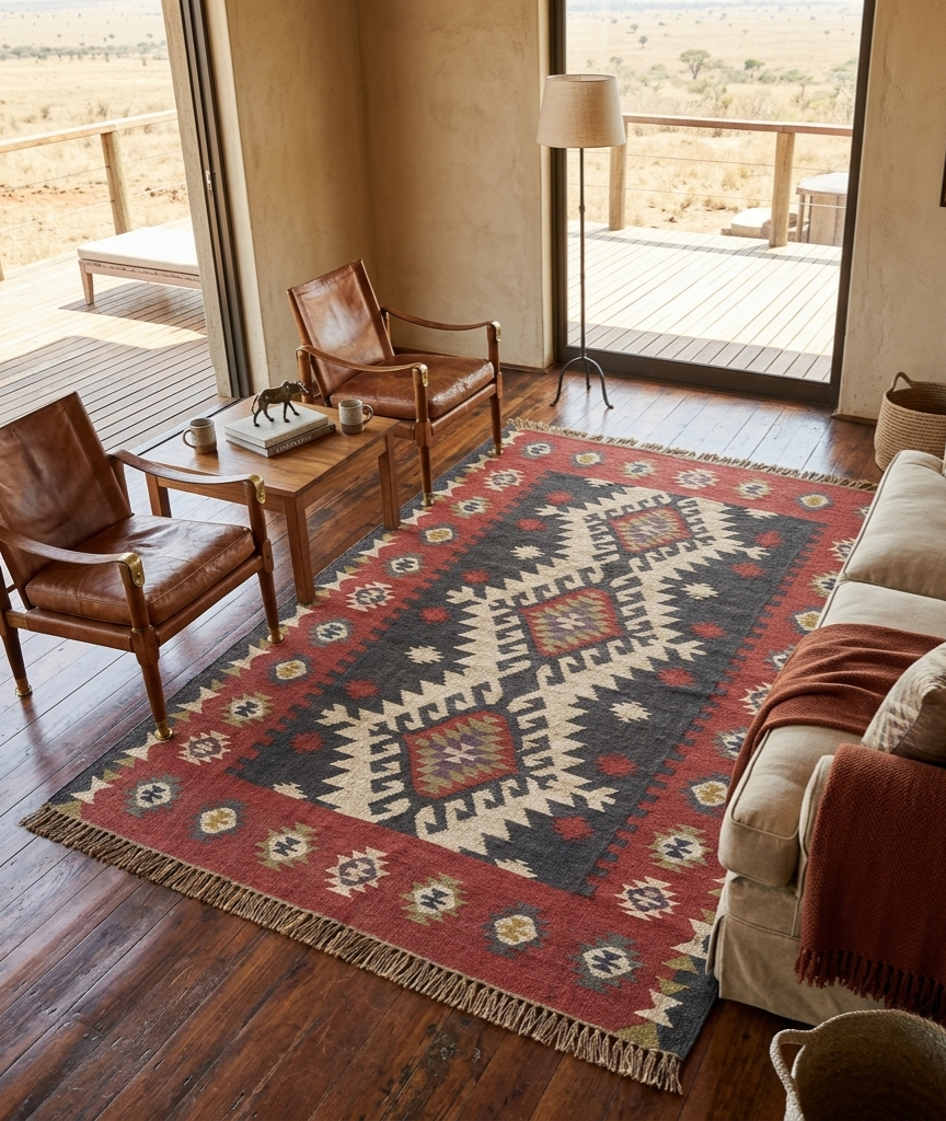 Savani Jute Wool Kilim Rug