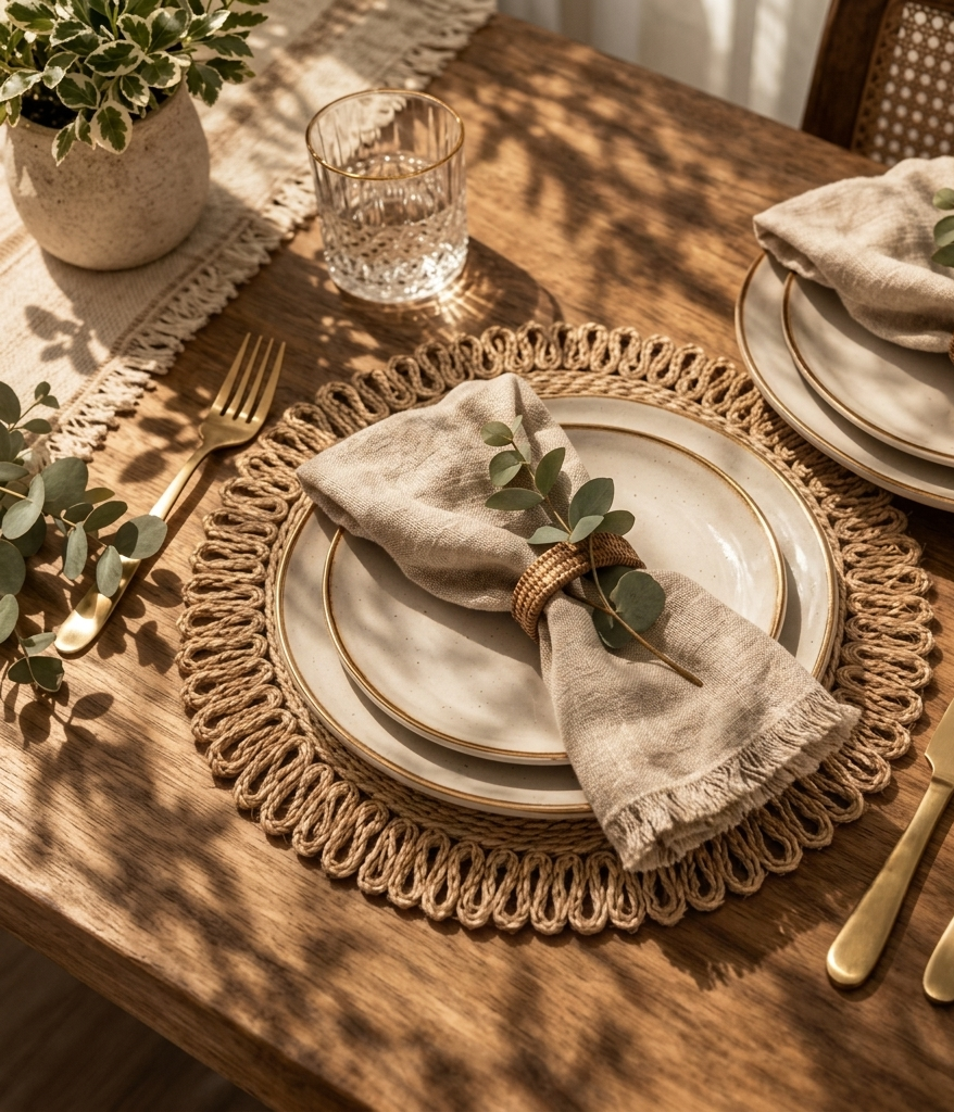 Luna Handwoven Jute Placemats Circular (Set of 6)