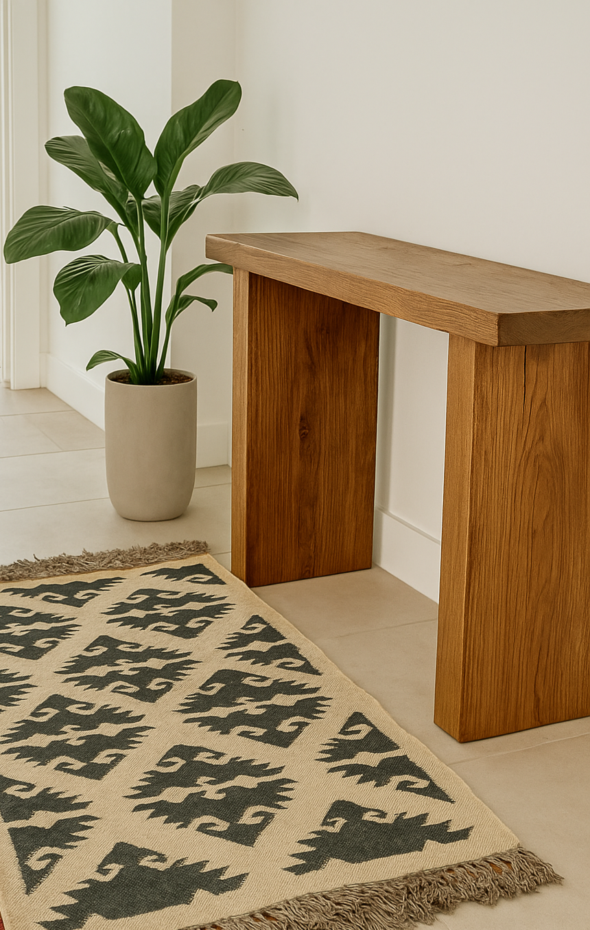 Black & Natural Tribal Jute and Wool Kilim Rug (3 by 5ft)