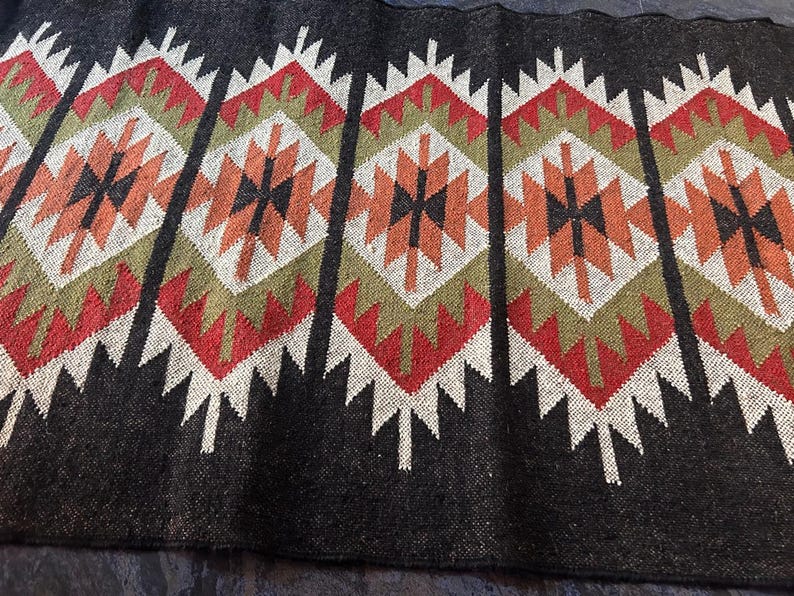 Jabari Jute Wool Runner Rug (Black)