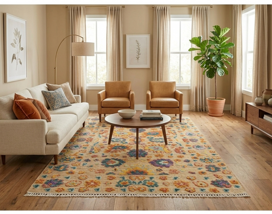 Waridi Tufted Jute Wool Rug