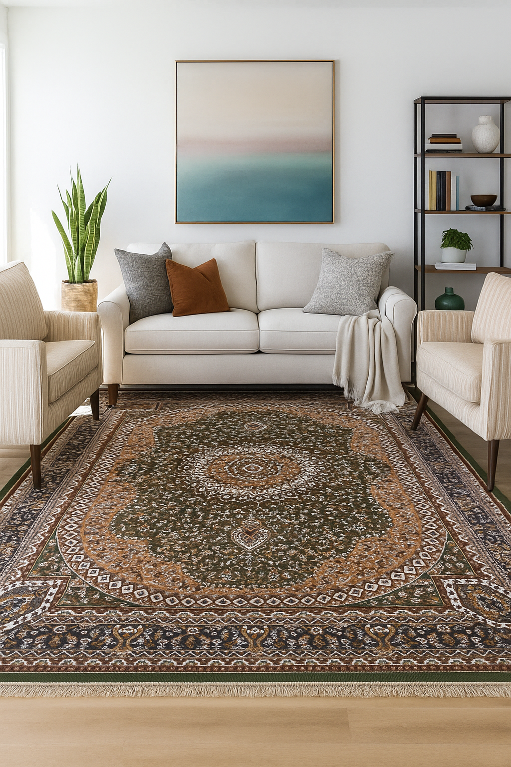 Classic Persian-Style Area Rug (8×10ft, 12mm Pile)